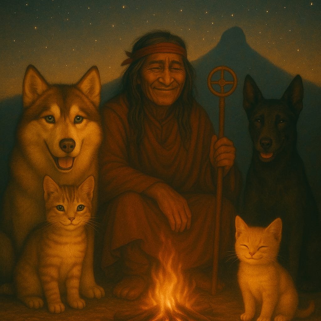 Dueño y perro abrazados